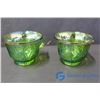 Image 2 : (11) Green Carnival Glass Cups