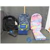 Image 1 : (3) Back Packs, (2) Lunch Bags and Umbrella