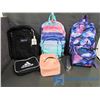 Image 1 : (3) Back Packs, (3) Lunch Bags and Umbrella