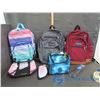 Image 1 : (3) Back Packs, (2) Lunch Bags, Pencil Case and Umbrella