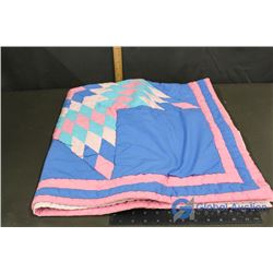 First Nation Handmade Pink and Blue Star Blanket