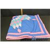 Image 1 : First Nation Handmade Pink and Blue Star Blanket