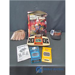 Coleco Electronic Sports System, Rangers Ball Cap and Baseball Glove