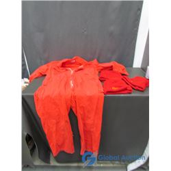 Red Thunder Bolt Coveralls and Three Shell Red Toques