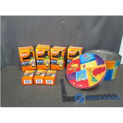 (4) Off Lanterns, (3) Refill Boxes and Tin