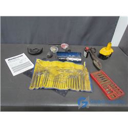 DeWalt 18v Battery, Hex Key Wrench Set, and Assorted Tools