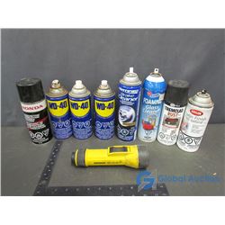 WD-40, Brake Cleaner, Glass Cleaner, and Flashlight