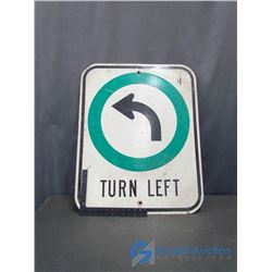 Large Left Turn Metal Sign