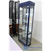 Image 1 : Blue Wooden Vertical Display Case w/ Locks & Keys