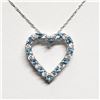Image 1 : SILVER BLUE TOPAZ CUBIC ZIRCONIA HEART SHAPED PENDANT WITH CHAIN NECKLACE (~LENGTH 18"CM) [FW90]
