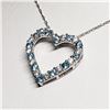 Image 2 : SILVER BLUE TOPAZ CUBIC ZIRCONIA HEART SHAPED PENDANT WITH CHAIN NECKLACE (~LENGTH 18"CM) [FW90]