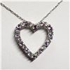 Image 1 : SILVER SIMULATED ALEXANDRITE CUBIC ZIRCONIA HEART SHAPED PENDANT WITH CHAIN NECKLACE (~LENGTH 18"CM)
