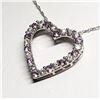 Image 2 : SILVER SIMULATED ALEXANDRITE CUBIC ZIRCONIA HEART SHAPED PENDANT WITH CHAIN NECKLACE (~LENGTH 18"CM)