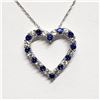 Image 1 : SILVER CREATED SAPPHIRE CUBIC ZIRCONIA HEART SHAPED PENDANT WITH CHAIN NECKLACE (~LENGTH 18"CM) [FW9