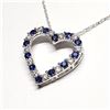 Image 2 : SILVER CREATED SAPPHIRE CUBIC ZIRCONIA HEART SHAPED PENDANT WITH CHAIN NECKLACE (~LENGTH 18"CM) [FW9