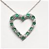 Image 1 : SILVER SIMULATED EMERALD CUBIC ZIRCONIA HEART SHAPED PENDANT WITH CHAIN NECKLACE (~LENGTH 18"CM) [FW