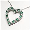 Image 2 : SILVER SIMULATED EMERALD CUBIC ZIRCONIA HEART SHAPED PENDANT WITH CHAIN NECKLACE (~LENGTH 18"CM) [FW