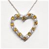 Image 1 : SILVER NATURAL CITRINE CUBIC ZIRCONIA HEART SHAPED PENDANT WITH CHAIN NECKLACE (~LENGTH 18"CM) [FW90
