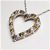 Image 2 : SILVER NATURAL CITRINE CUBIC ZIRCONIA HEART SHAPED PENDANT WITH CHAIN NECKLACE (~LENGTH 18"CM) [FW90