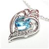 Image 2 : SILVER BLUE TOPAZ HEART SHAPED PENDANT WITH CHAIN NECKLACE (~LENGTH 18"CM) [FW90]