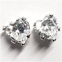 14K WHITE GOLD CUBIC ZIRCONIA (4MM) (0.46GM) 10KT BACKS EARRINGS [FW90]