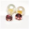 Image 1 : 10K YELLOW GOLD GARNET (0.64CT) FRESHWATER PEARL 2 IN 1   EARRINGS [FW90]