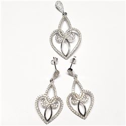 SILVER CUBIC ZIRCONIA (7.45GM)  SET OF PENDANT AND EARRING [FW90]