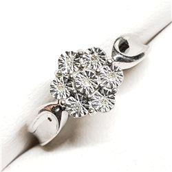 SILVER DIAMOND (3.37GM)  RING (~SIZE 7) [FW90]