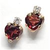 Image 1 : 10K YELLOW GOLD GARNET  CUBIC ZIRCONIA SILICONE STUD BACK EARRINGS [FW90]