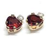 Image 2 : 10K YELLOW GOLD GARNET  CUBIC ZIRCONIA SILICONE STUD BACK EARRINGS [FW90]