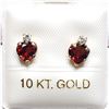 Image 4 : 10K YELLOW GOLD GARNET  CUBIC ZIRCONIA SILICONE STUD BACK EARRINGS [FW90]