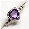 Image 1 : SILVER AMETHYST MARCASITE  RING (~SIZE 7.5) [FW90]