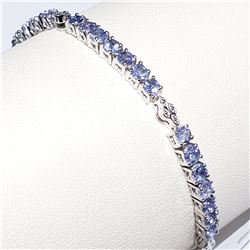 SILVER NATURAL TANZANITE(3.9CT) (8.8GM, 7.5")  BRACELET [FW90]