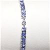Image 3 : SILVER NATURAL TANZANITE(3.9CT) (8.8GM, 7.5")  BRACELET [FW90]