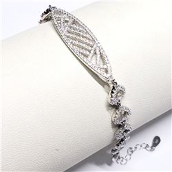 SILVER CUBIC ZIRCONIA (9.39GM, 7.5")  BRACELET [FW90]