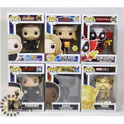 LOT OF 6 ASSORTED FUNKO POP VINYL FIGURES.