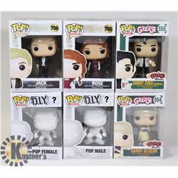 LOT OF 6 ASSORTED FUNKO POP VINYL FIGURES.