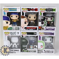 LOT OF 6 ASSORTED FUNKO POP VINYL FIGURES.