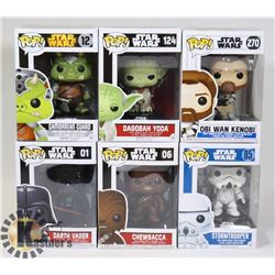 LOT OF 6 ASSORTED FUNKO POP VINYL FIGURES.