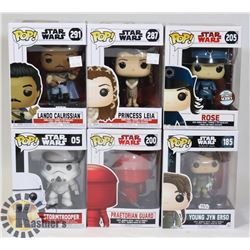 LOT OF 6 ASSORTED FUNKO POP VINYL FIGURES.