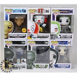LOT OF 6 ASSORTED FUNKO POP VINYL FIGURES.