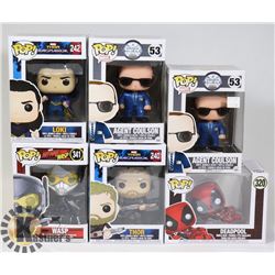 LOT OF 6 ASSORTED FUNKO POP VINYL FIGURES.