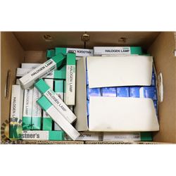 BOX OF INCANDESCENT AND HALOGEN BULBS
