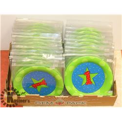 LOT OF PLASTIC BIRTHDAY PLATES.