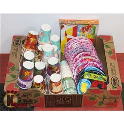 LOT OF BIRTHDAY PARTY SUPPLIES.