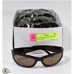 BOX OF DARK BROWN DESIGNER SUNGLASSES