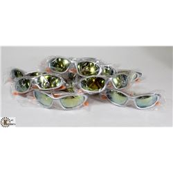BOX OF SILVER AND ORANGE DESIGNER SUNGLASSES