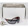 Image 1 : BOX OF BLACK AND DARK RED PAIR OF CHANEL STYLED SUNGLASSES.