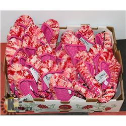 LOT OF MEDIUM PINK/ROSE SLIP ONS.
