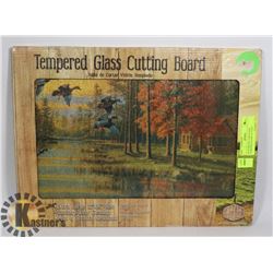 NEW BIRD & CABIN SCENE TEMPERED GLASS CUTTING BOARD